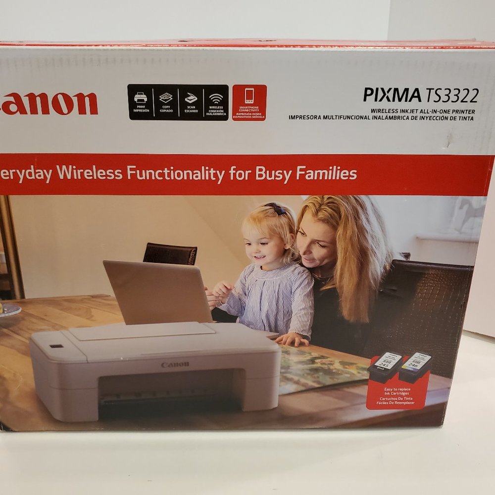 White Canon - PIXMA TS3322 Wireless All-In-One Printer White